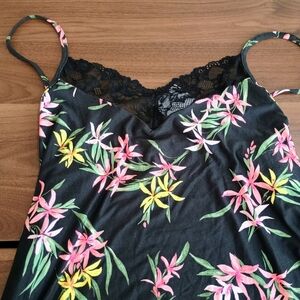 Floral Lace Trim Pajama Top